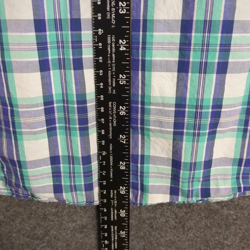 Banana Republic Mens Large Soft Wash Tailored Slim Fit Plaid Button Down‎ Shirt